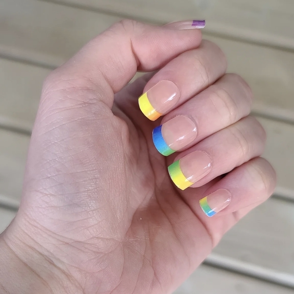 Rainbow Gradient French Tip Nail Wrap